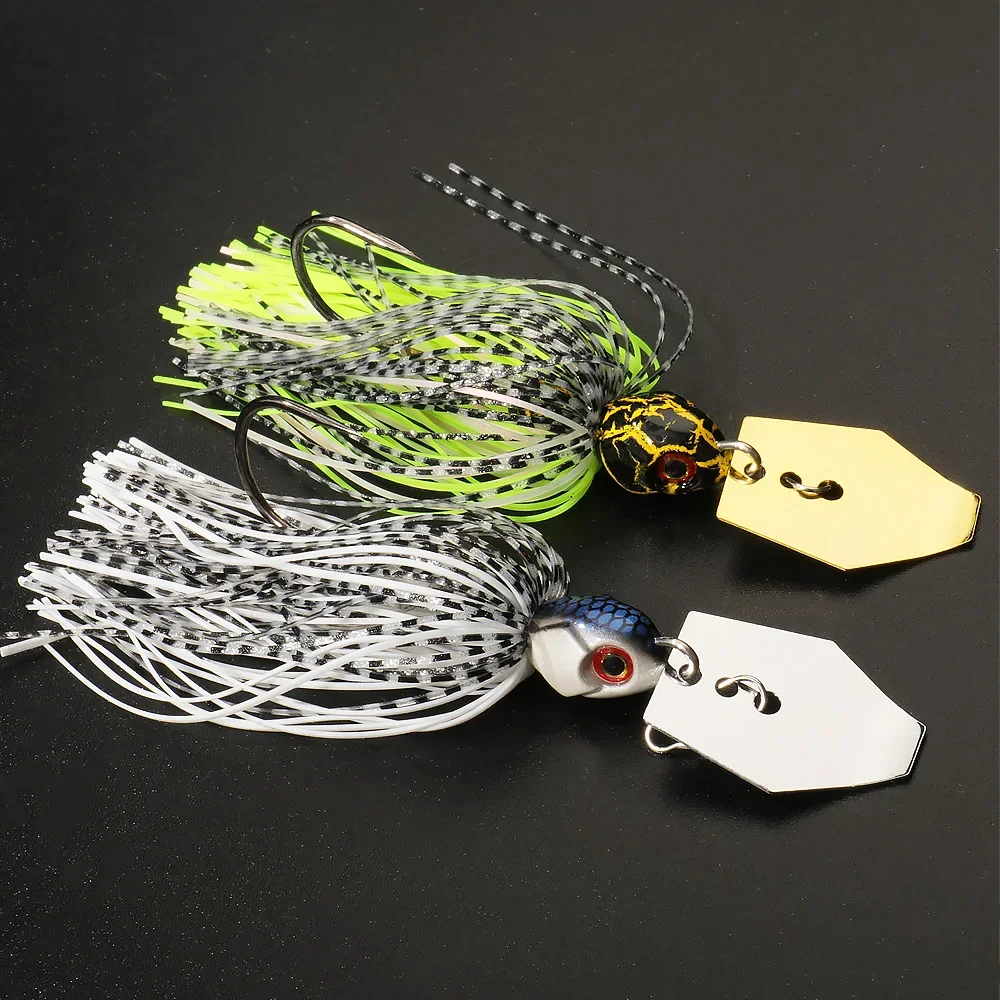 2Pcs Spinner Bait 7g/9g/12g/14g/21g Fishing Lures Kit Pesca Chatter Weedless Metal Blade Rubber Jig Head Hook Wire Spinnerbait