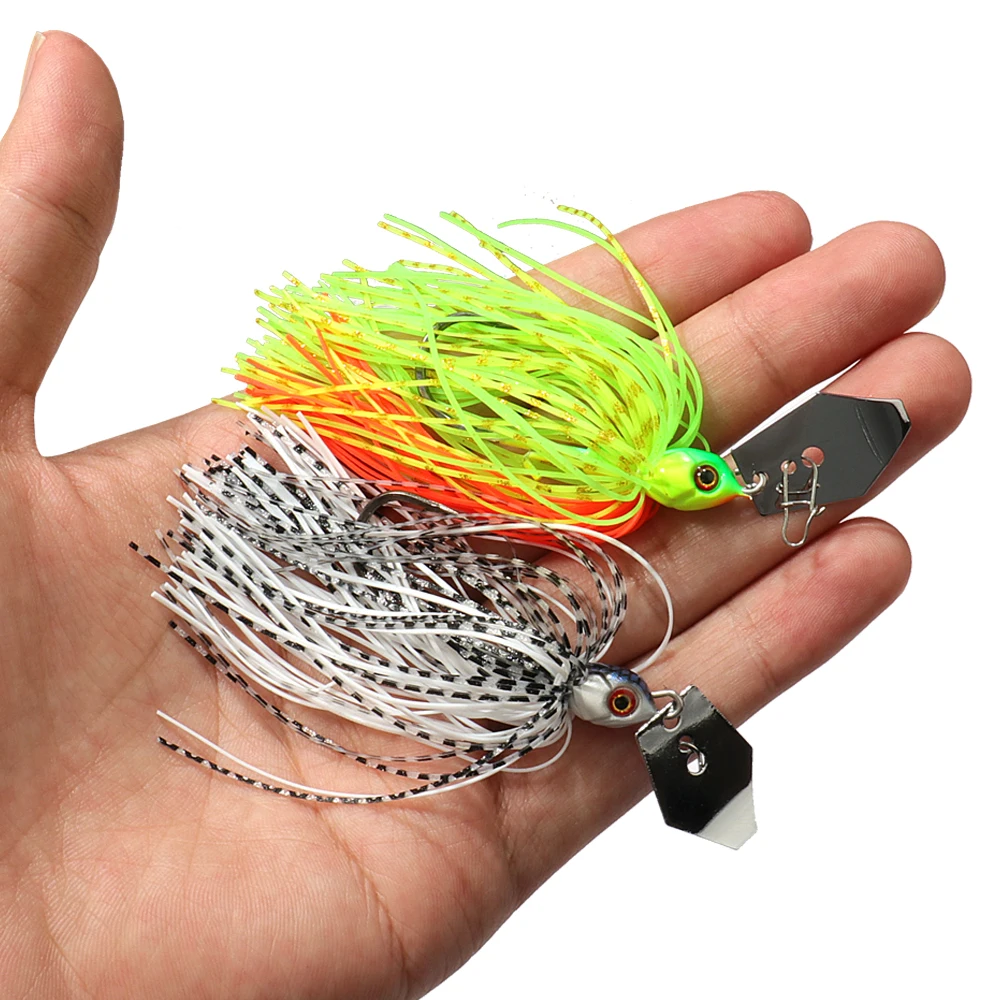 2Pcs Spinner Bait 7g/9g/12g/14g/21g Fishing Lures Kit Pesca Chatter Weedless Metal Blade Rubber Jig Head Hook Wire Spinnerbait