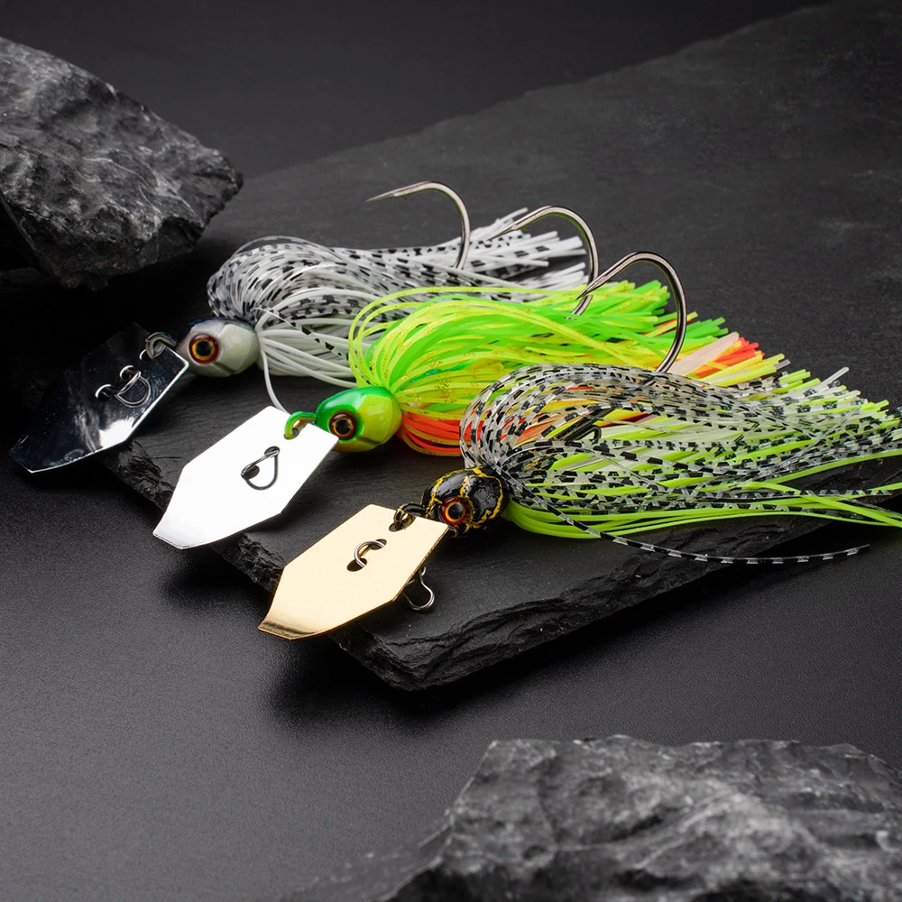 2Pcs Spinner Bait 7g/9g/12g/14g/21g Fishing Lures Kit Pesca Chatter Weedless Metal Blade Rubber Jig Head Hook Wire Spinnerbait