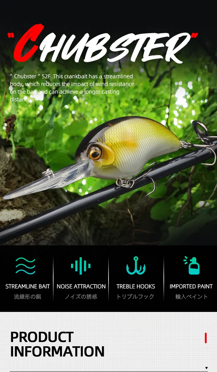 LETOYO 12.5g 52mm Crank Fishing Bait Floating Crankbait Wobbler Pike Bass Lure Artificial Bait
