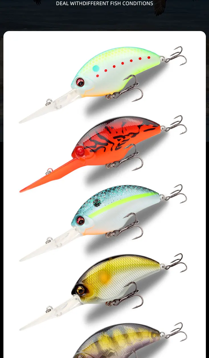 LETOYO 12.5g 52mm Crank Fishing Bait Floating Crankbait Wobbler Pike Bass Lure Artificial Bait