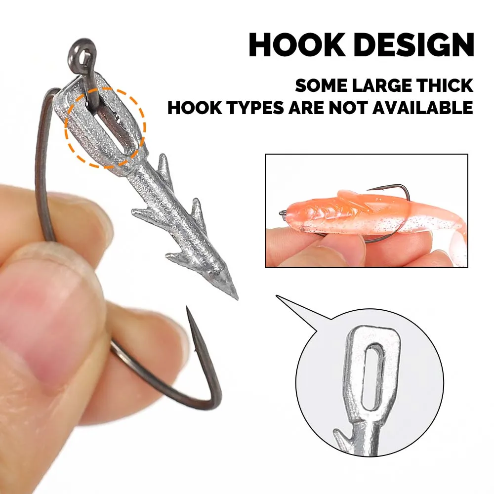 ZUKIBO 10PCS Worm Lure Weight Insert Fishing Sinkers 0.6/0.9/1.3/1.8/2.2/2.6g Nail Sinker Used Carp Fishing Accessories