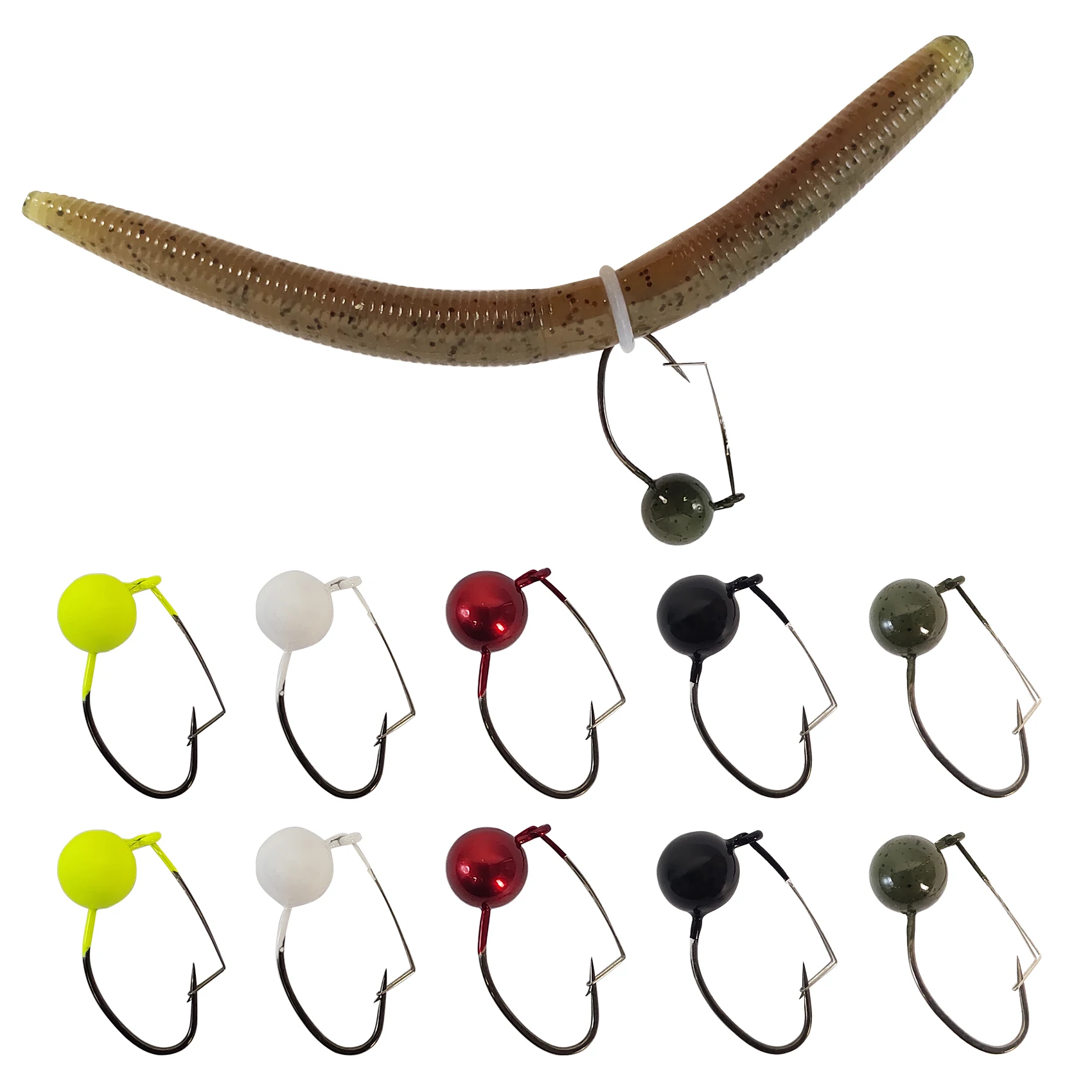 Eupheng 10PCS Weedless Wacky Jig Heads Wacky Rig Hooks Weedless Fishing Hooks Worm Weights Hook for Bass Fishing