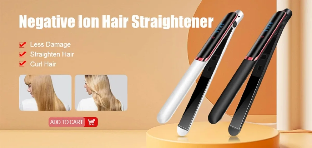 Electric Ceramic Mini Hair Straightener Unisex Portable Flat Iron Wet/Dry Straightening Curling Irons Black FastHeat Hair Curler