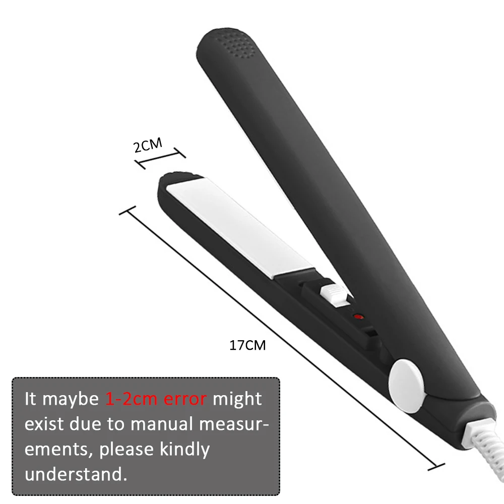 Electric Ceramic Mini Hair Straightener Unisex Portable Flat Iron Wet/Dry Straightening Curling Irons Black FastHeat Hair Curler