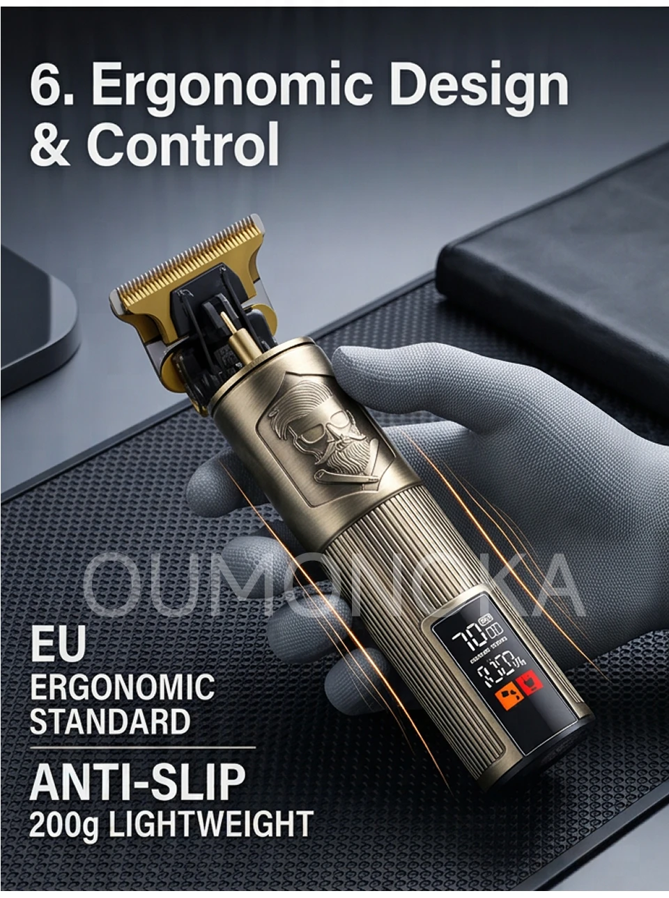 Professional  Carving Hair Clipper Hair Cutting Machine Barber Rechargeable Metal Haircut Machine Clipper for Men Hair Trimmer