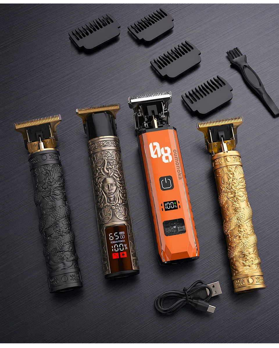 Professional  Carving Hair Clipper Hair Cutting Machine Barber Rechargeable Metal Haircut Machine Clipper for Men Hair Trimmer