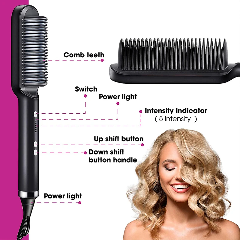 Trending Products 2024 Hair Dryer Comb Curling Irons Beauty Products for Women Hair Brushes Fast Heating Hair Straightener Comb
