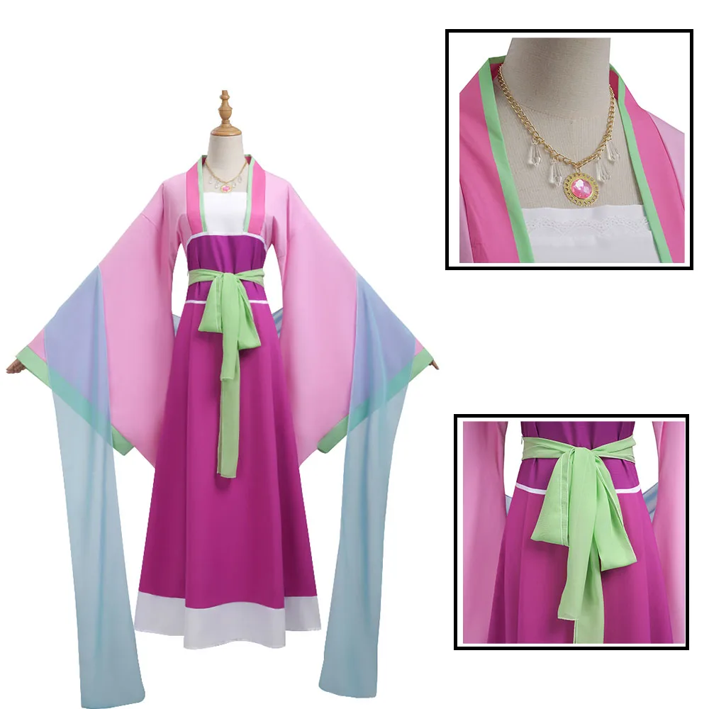 Maomao Cosplay Costume Wig Anime The Apothecary Mao Mao Plus Size Pink Dress Halloween Carnival Party for Women Lady