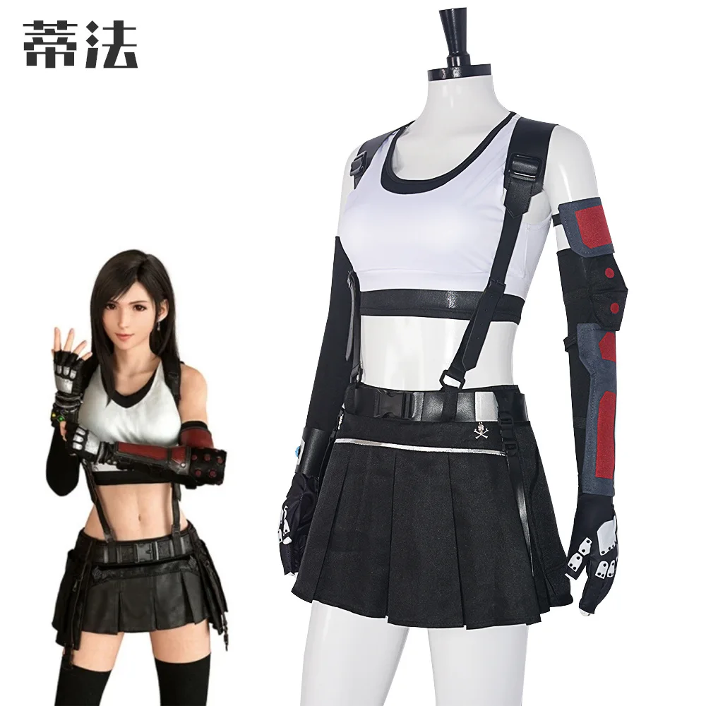 Tifa Lockhart Cosplay Costume Carnival Uniform Wig Anime Halloween Costumes Women Game