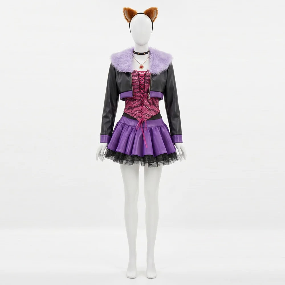 Clawdeen Wolf Cosplay Costumes Anime Monster School Role Play Uniform Halloween Carnival Party Dress For Women