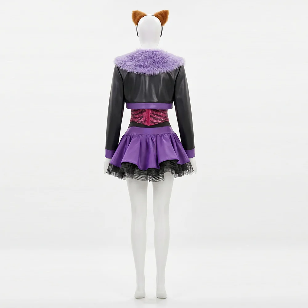 Clawdeen Wolf Cosplay Costumes Anime Monster School Role Play Uniform Halloween Carnival Party Dress For Women