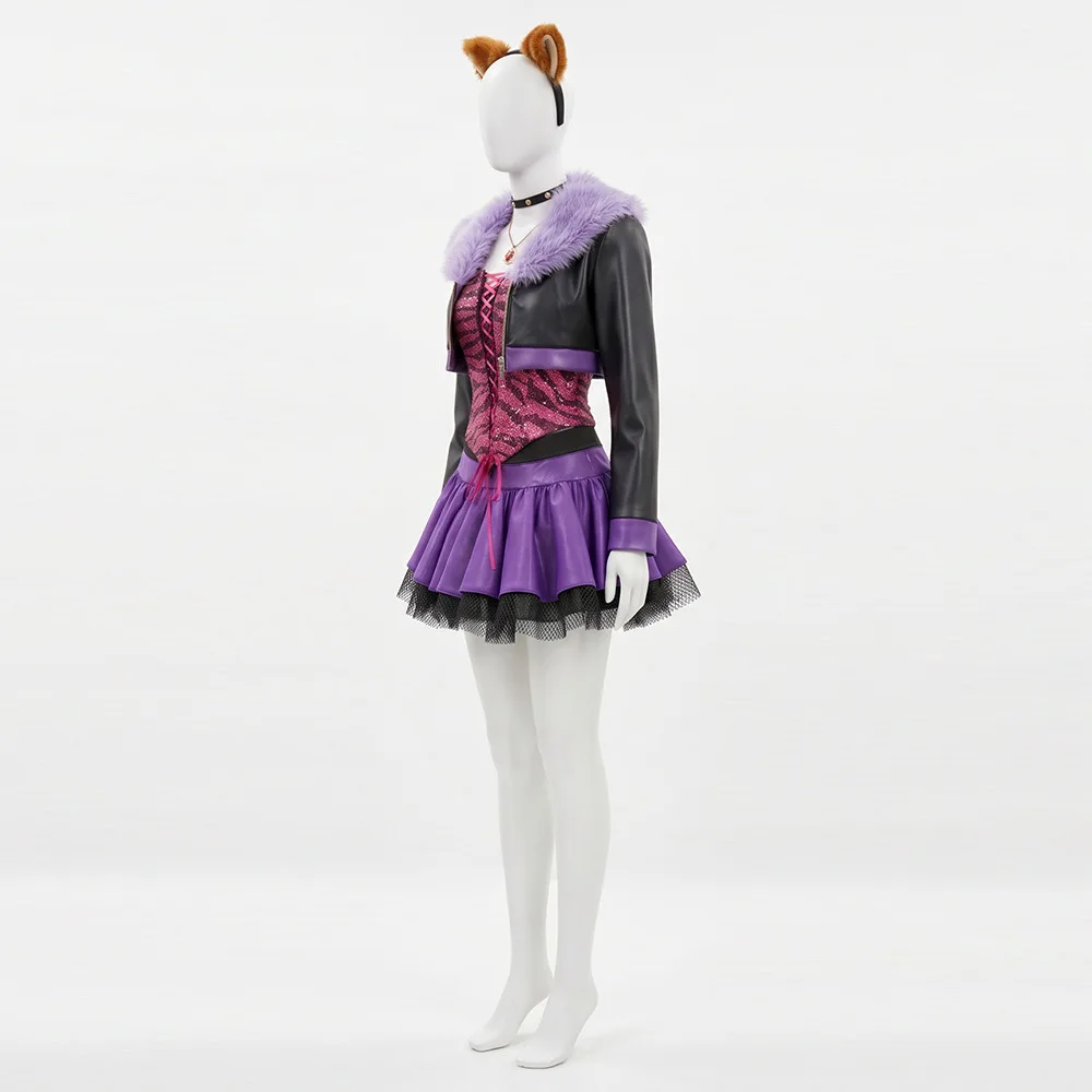 Clawdeen Wolf Cosplay Costumes Anime Monster School Role Play Uniform Halloween Carnival Party Dress For Women