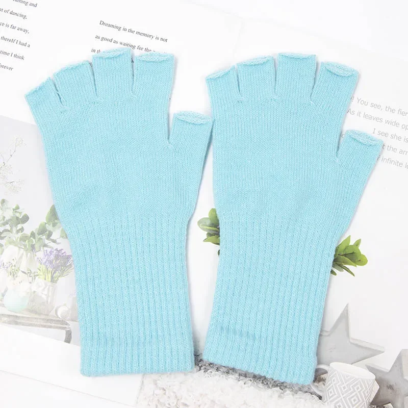 Unisex Knitted Half Finger Gloves Long Wrist Fingerless Gloves for Women Men Winter Black Warm Workout Cycling Gloves