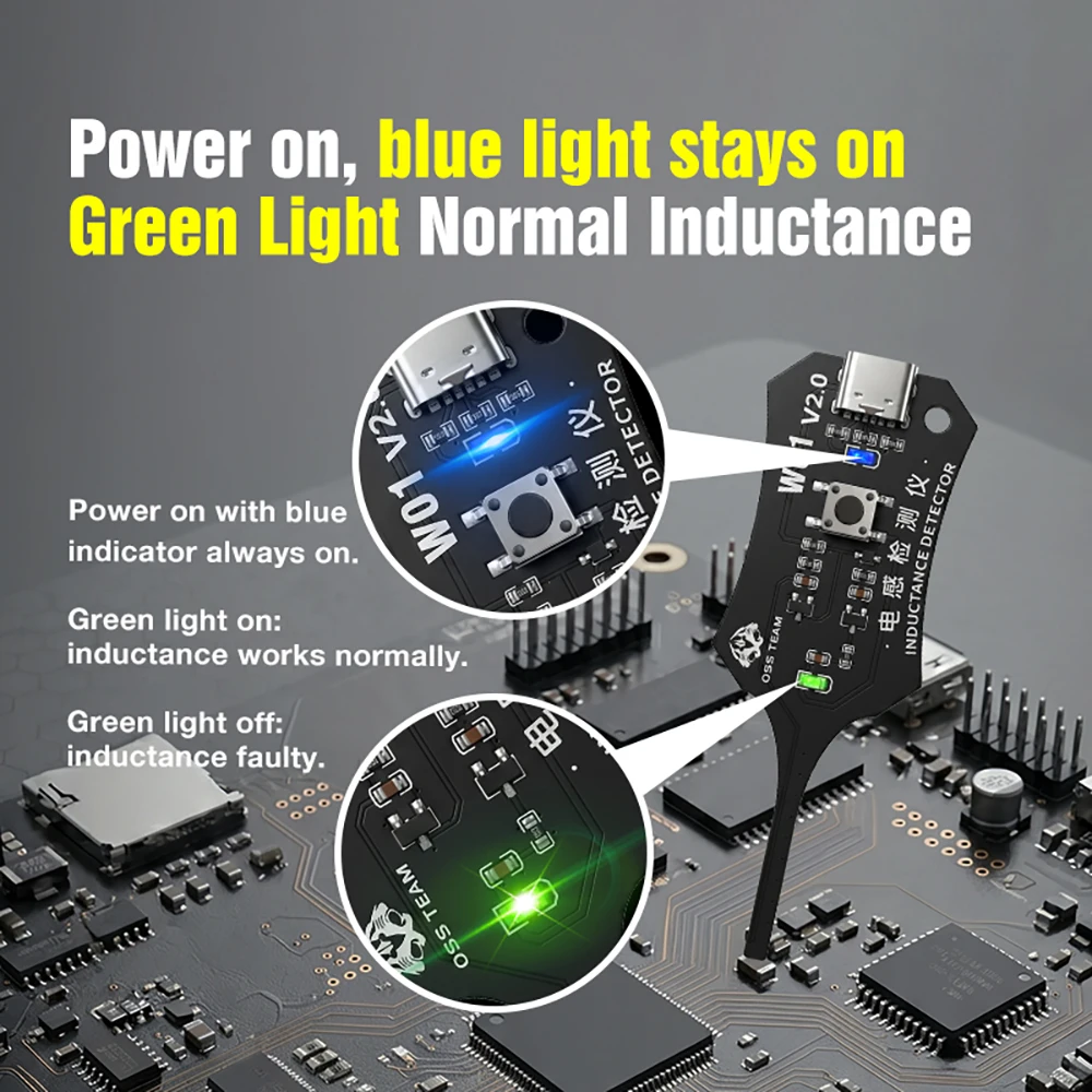 W01 Type-C Inductance Tester Motherboard Coil Tester Inductance Detector Tool for Mobile Phone Component Fault DIY Tester