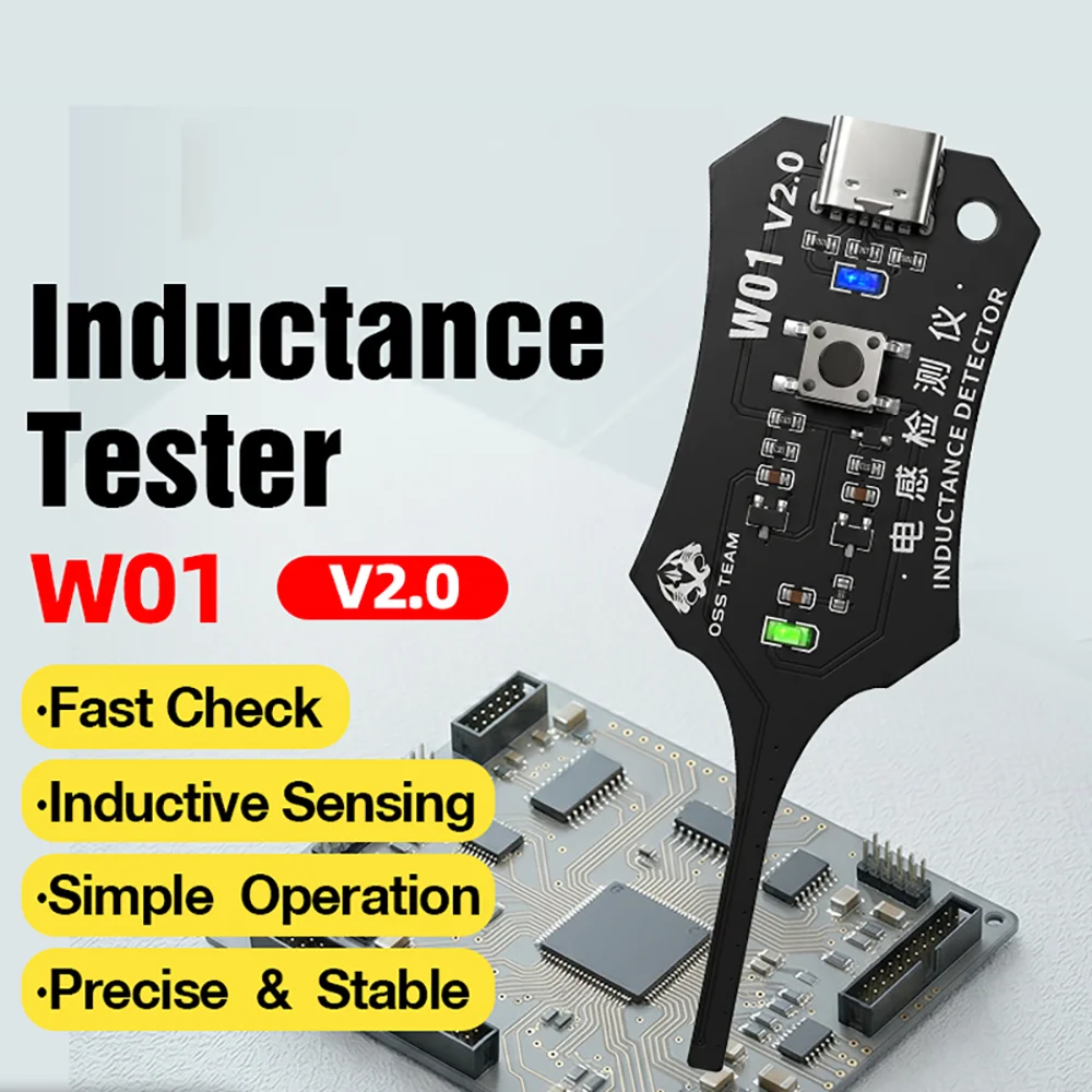 W01 Type-C Inductance Tester Motherboard Coil Tester Inductance Detector Tool for Mobile Phone Component Fault DIY Tester