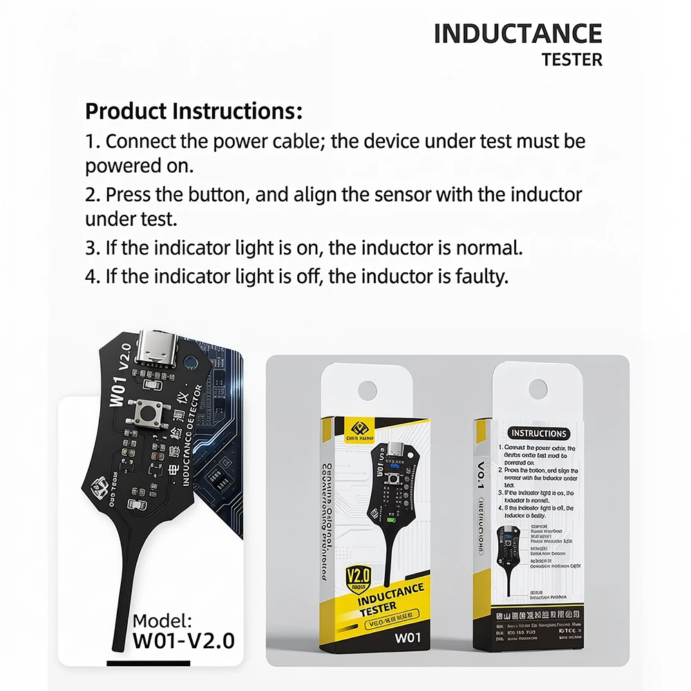 Smart Induction Tester for Mobile Phone Motherboard Coil Fault Detection with Type-C Interface Rapid Troubleshooting Tool