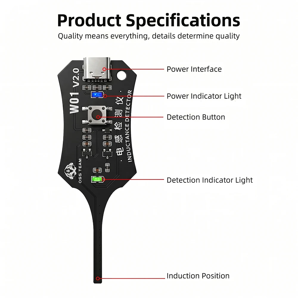 Smart Induction Tester for Mobile Phone Motherboard Coil Fault Detection with Type-C Interface Rapid Troubleshooting Tool