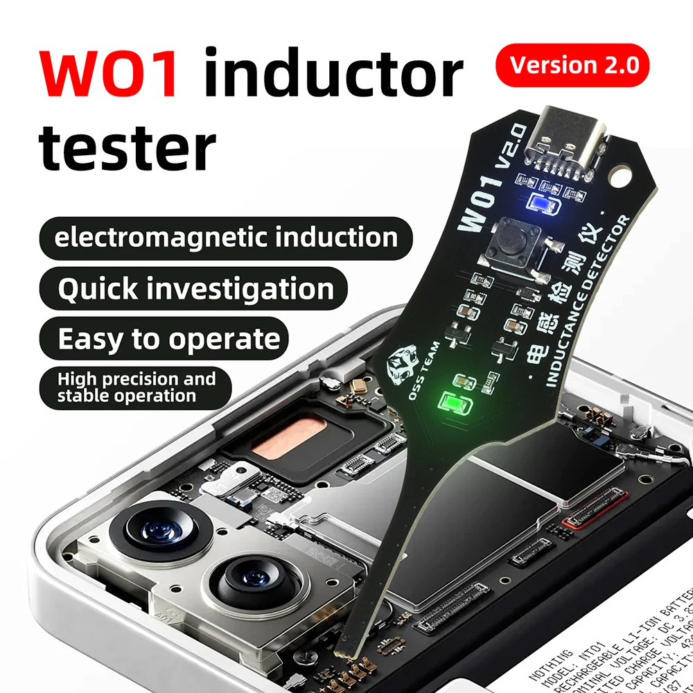 Smart Induction Tester for Mobile Phone Motherboard Coil Fault Detection with Type-C Interface Rapid Troubleshooting Tool