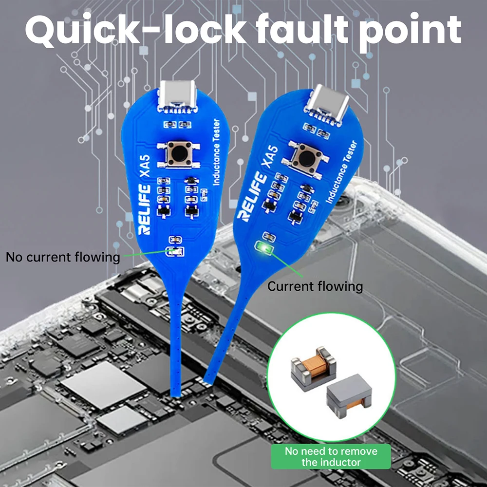 Inductance Tester Mainboard Coil Inductance Detector Tool Repair Electromagnetic Induction Quick Fault Check Type C Interface