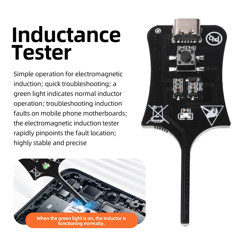Inductance Tester Mainboard Coil Inductance Detector Tool Repair Electromagnetic Induction Quick Fault Check Type C Interface