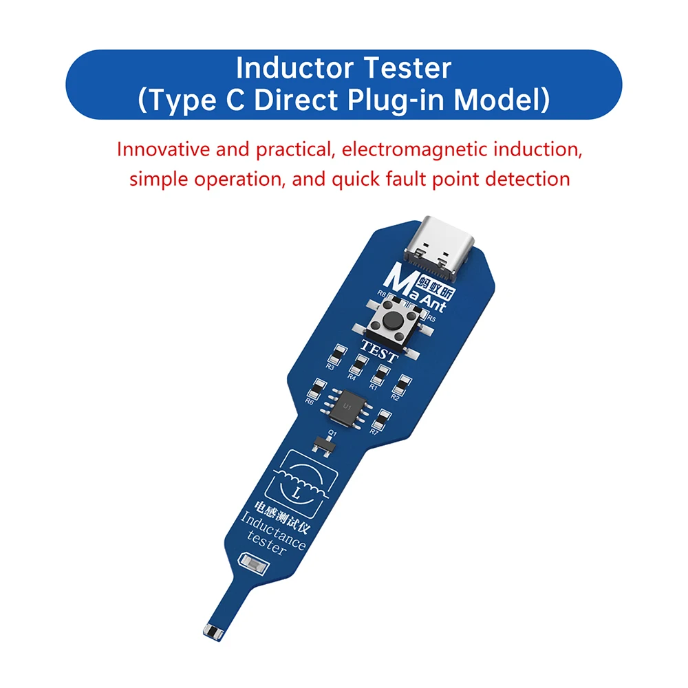 Inductance Tester Mainboard Coil Inductance Detector Tool Repair Electromagnetic Induction Quick Fault Check Type C Interface