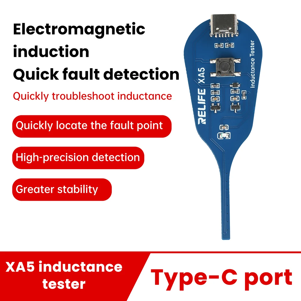 XA5 Inductance Tester Type-C Power for PC Repair Electromagnetic Induction Quick Fault Check Coil Tester Inductor Detector Tools