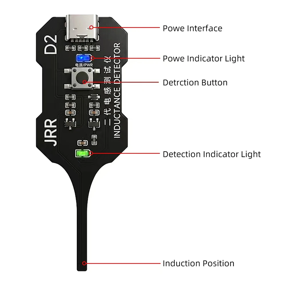 Upgraded D2 Inductance Tester Type-C Power LED Indicator for Electronic Motherboard Coil Repair & Troubleshooting