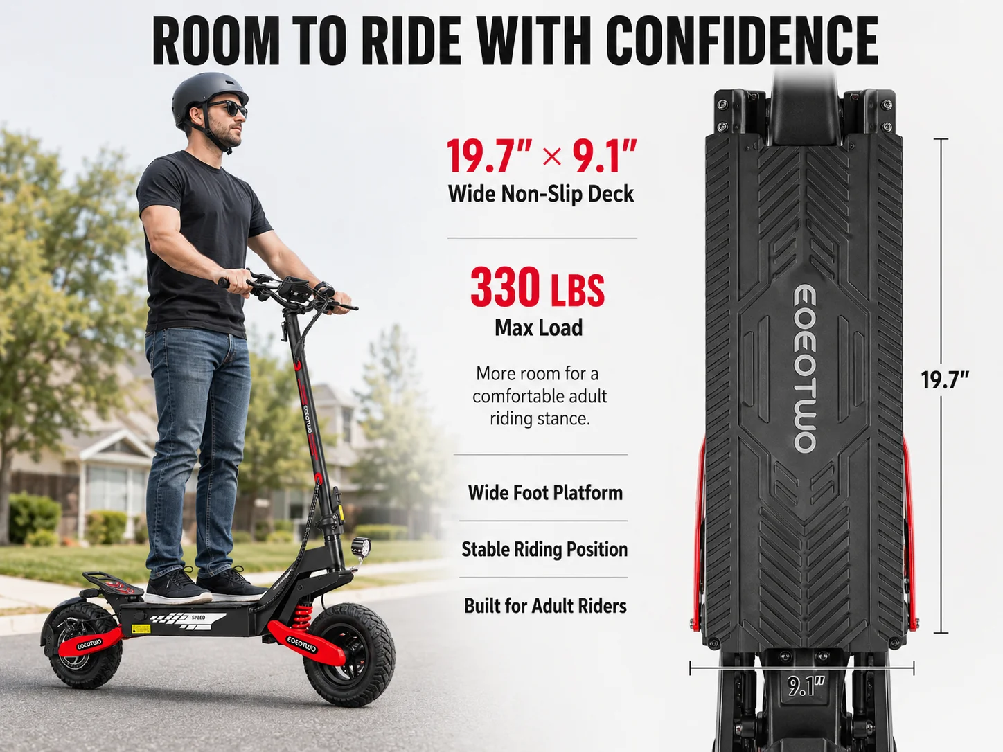 EOEOTWO 1200W Off Road Electric Scooter for Adults 48V Long Range E-Scooter 30MPH Fast Speed 11" Tubeless Tire Foldable Kick Scooter