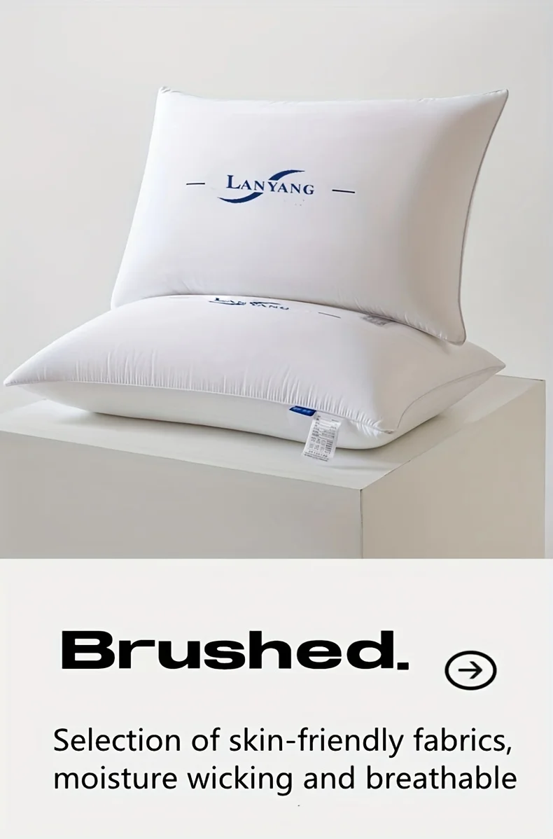 LANYANG1pc Luxury White Rebound High Pillow Core, 5Star Hotel Grade Pillow, High-Quality Sleep Aid High Pillow for Home Bedrooms
