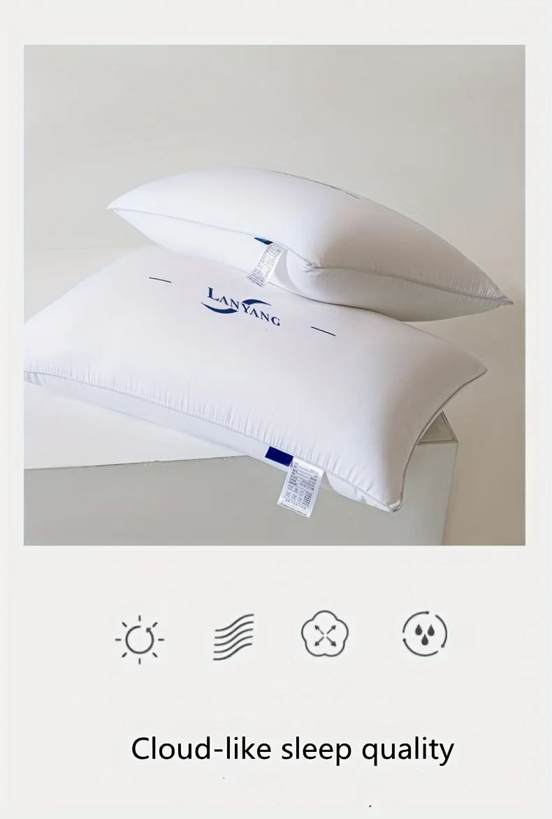 LANYANG1pc Luxury White Rebound High Pillow Core, 5Star Hotel Grade Pillow, High-Quality Sleep Aid High Pillow for Home Bedrooms
