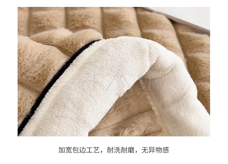Thick Faux Rabbit Fur Blanket Raised Stripe Autumn Winter Warm Throw Blankets for Bed Sofa Single Double Fluffy Plush Bedspread