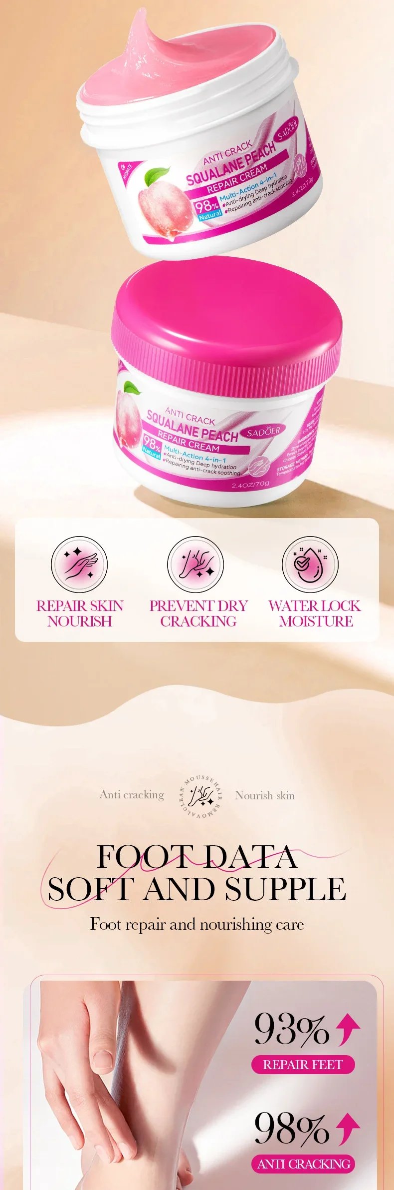 Anti-Drying Foot Cream Crack Resistance Special Care Cream Nourishing Moisturizing Dead Skin Remover Heel Repair Feet Care Cream