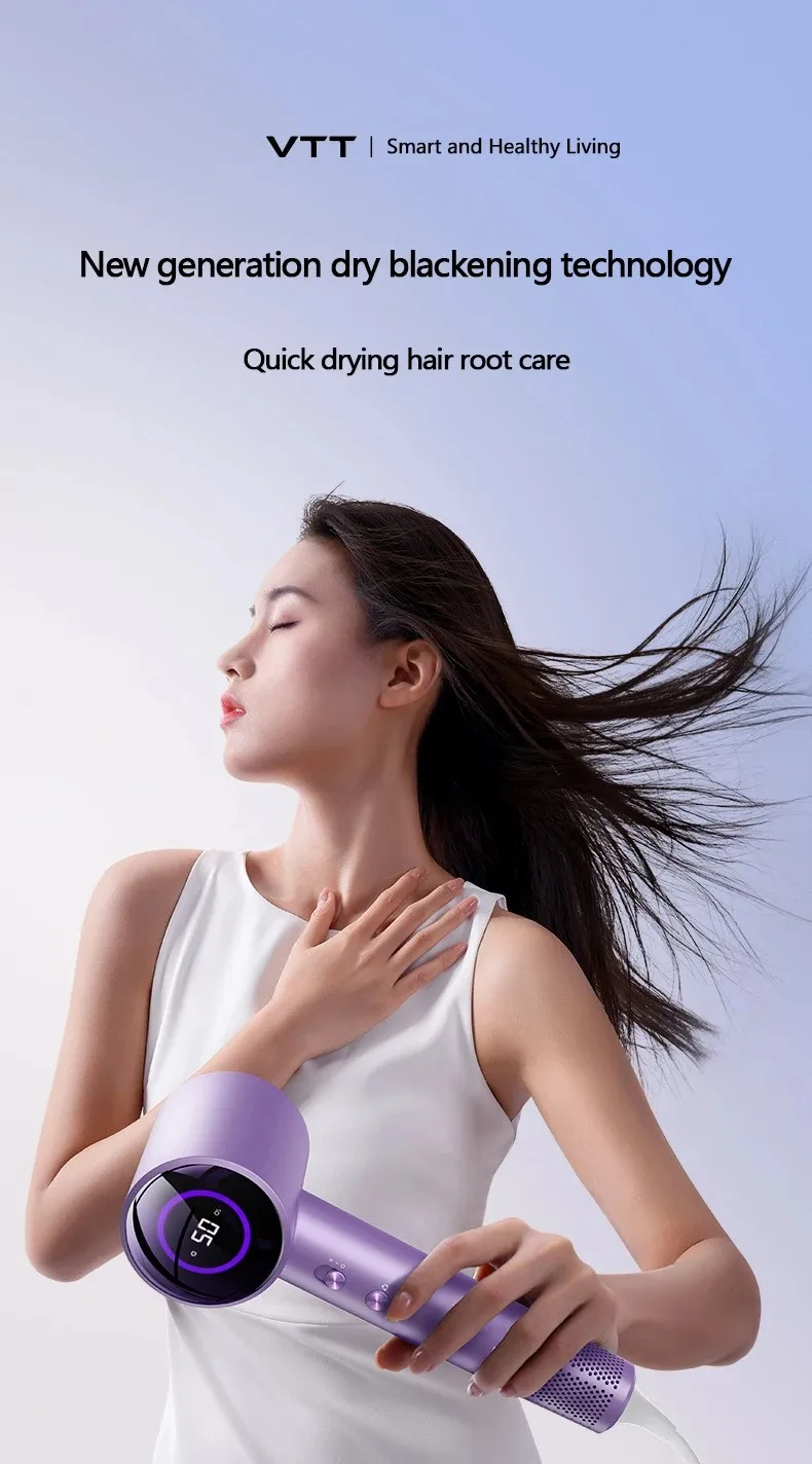 Hairdryer New high speed hair anion high speed hair dryer Hair LED display hair dryer with nozzle 110V 220V 1600W high power