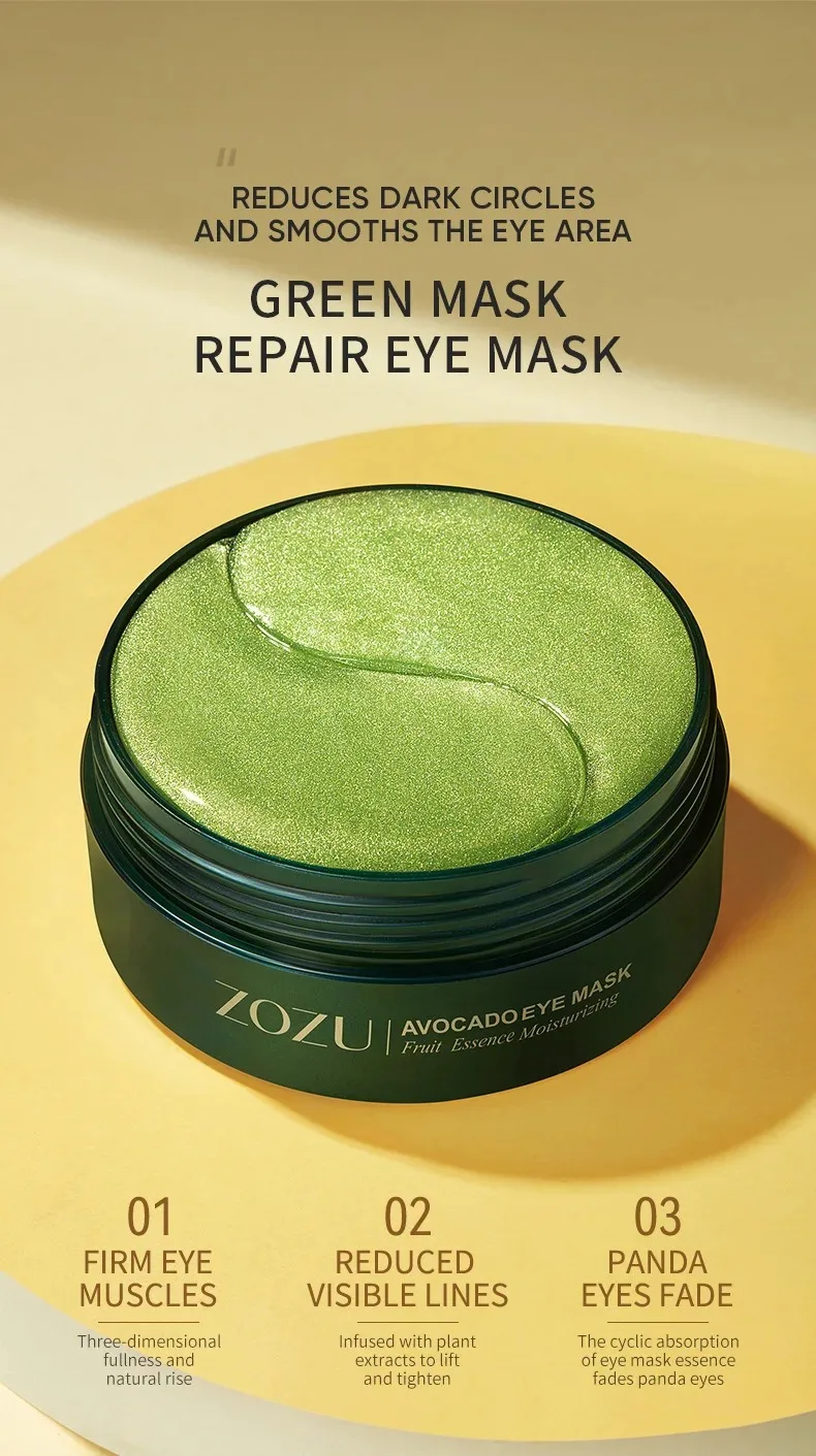 60/120 Pieces Eye Mask Avocado Gold Moisturize Firming Improve Eye Bags Eye Patches Anti Wrinkle Eye Patches for Dark Circles