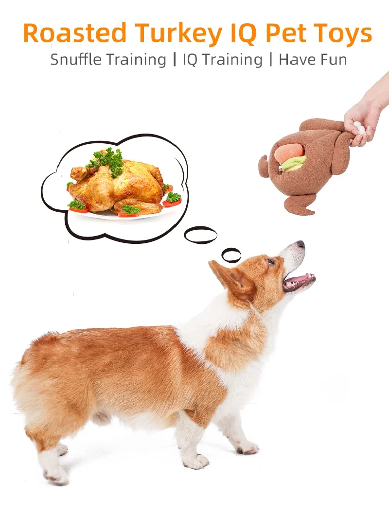 Pet Dog Snuffle Toy Roasted Turkey Toys Pet Interactive Puzzle Feeder Food Training IQ Dog Chew Toys Cute Animal Activity Toys