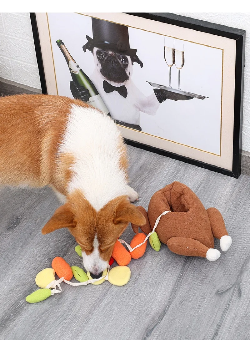 Pet Dog Snuffle Toy Roasted Turkey Toys Pet Interactive Puzzle Feeder Food Training IQ Dog Chew Toys Cute Animal Activity Toys