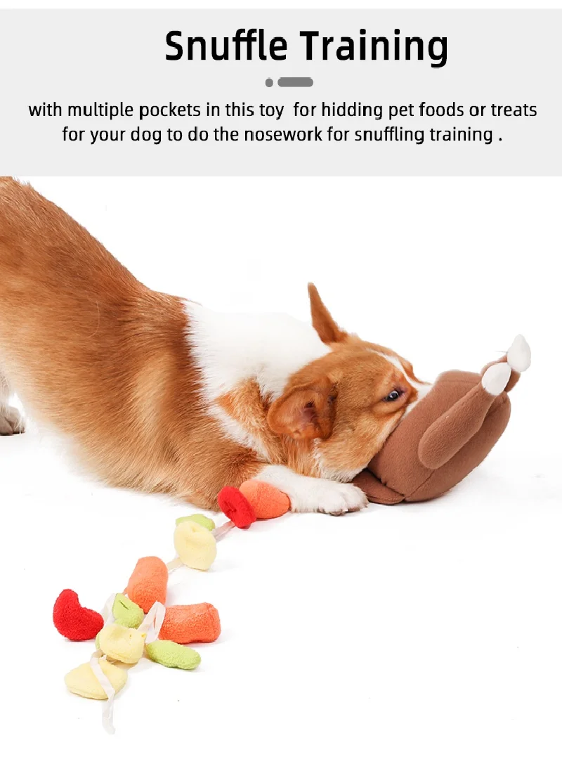 Pet Dog Snuffle Toy Roasted Turkey Toys Pet Interactive Puzzle Feeder Food Training IQ Dog Chew Toys Cute Animal Activity Toys