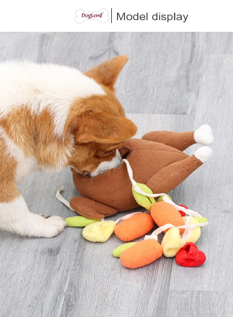 Pet Dog Snuffle Toy Roasted Turkey Toys Pet Interactive Puzzle Feeder Food Training IQ Dog Chew Toys Cute Animal Activity Toys
