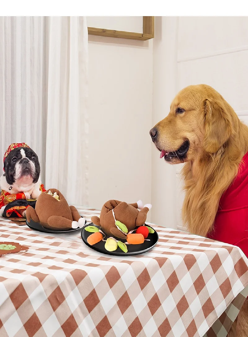 Pet Dog Snuffle Toy Roasted Turkey Toys Pet Interactive Puzzle Feeder Food Training IQ Dog Chew Toys Cute Animal Activity Toys