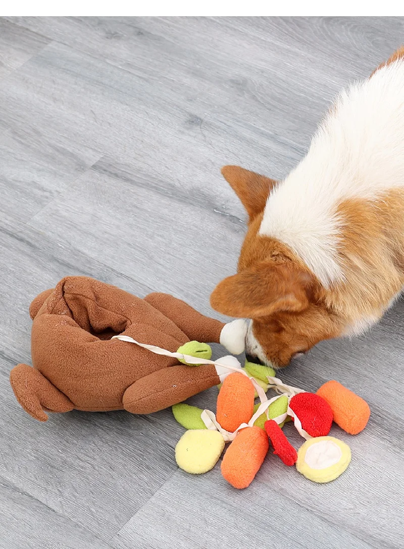Pet Dog Snuffle Toy Roasted Turkey Toys Pet Interactive Puzzle Feeder Food Training IQ Dog Chew Toys Cute Animal Activity Toys