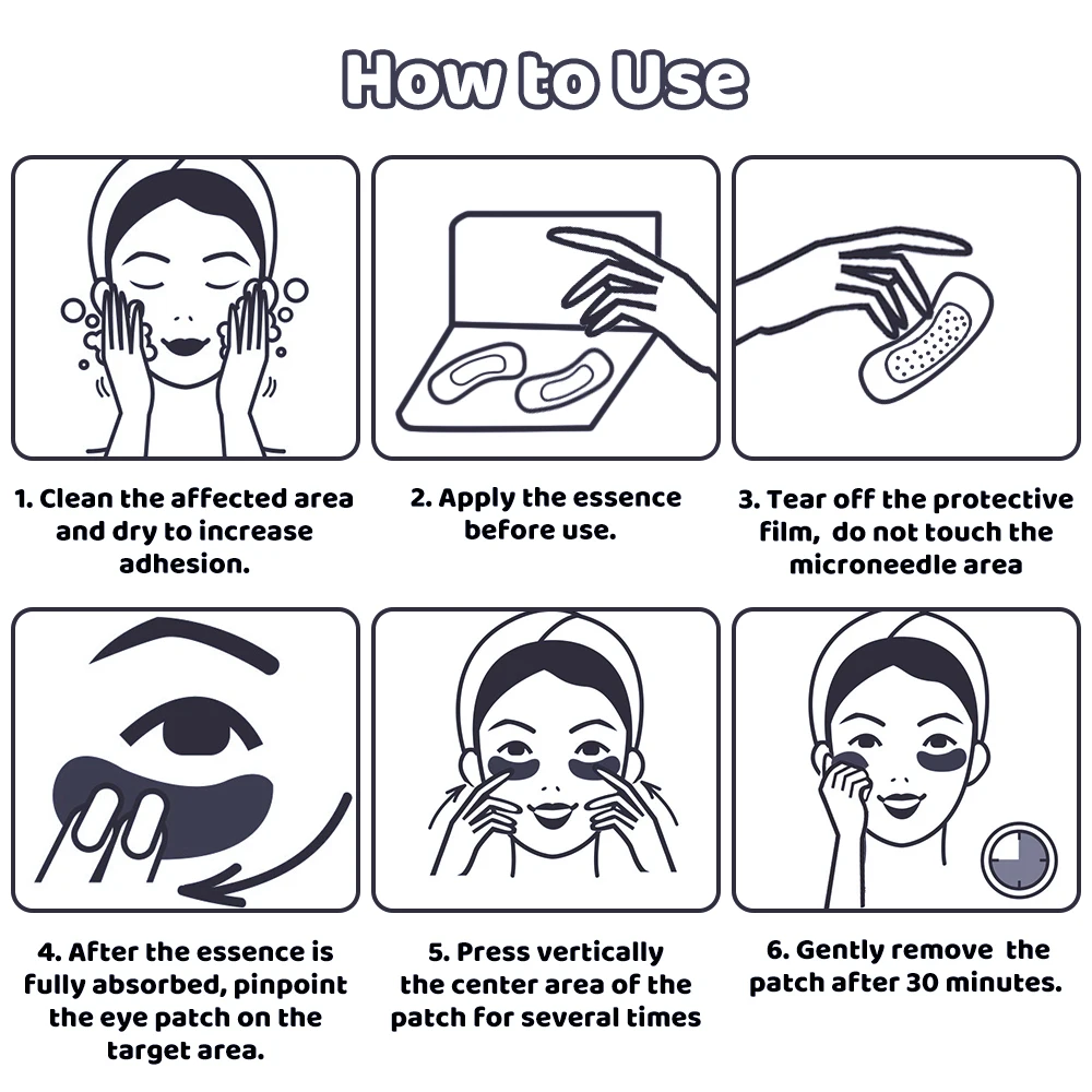 Hyaluronic Acid Microneedle Eye Patches Mask For Anti Aging Dark Circles Moisturizing Under Eye Gel Pads Skin Care