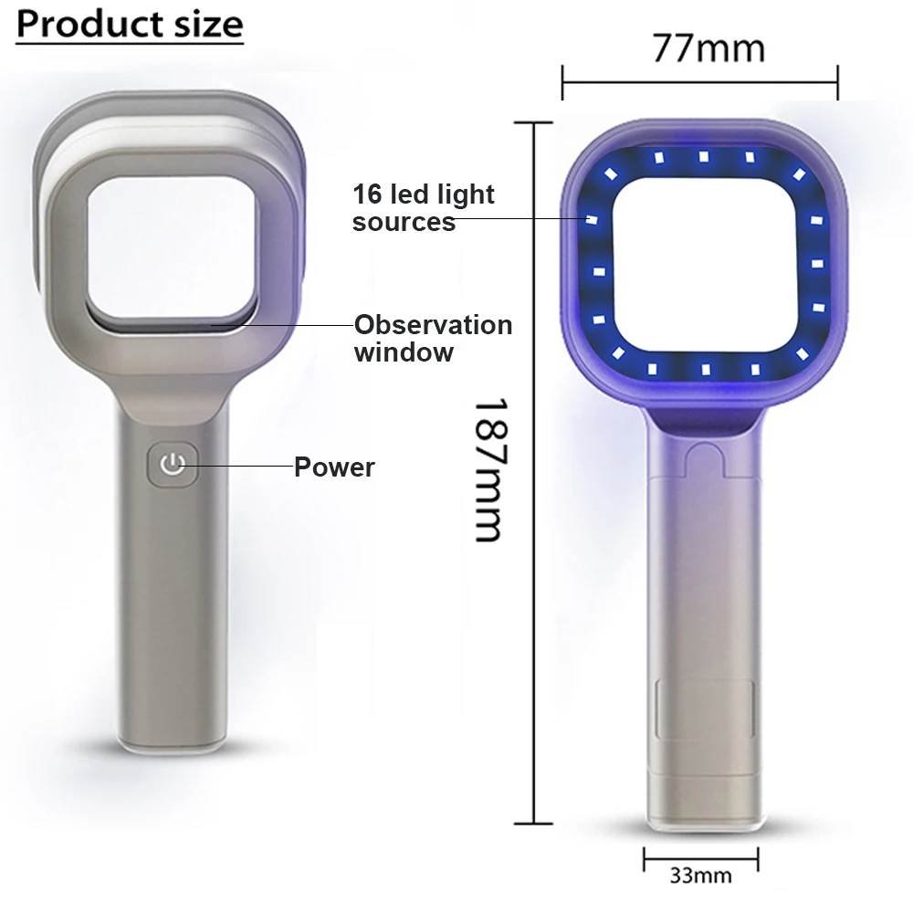 Handheld Wood Lamp for Pet Cat and Dog Skin Detection 365 Nanometer UV Irradiation Veterinary Equipment