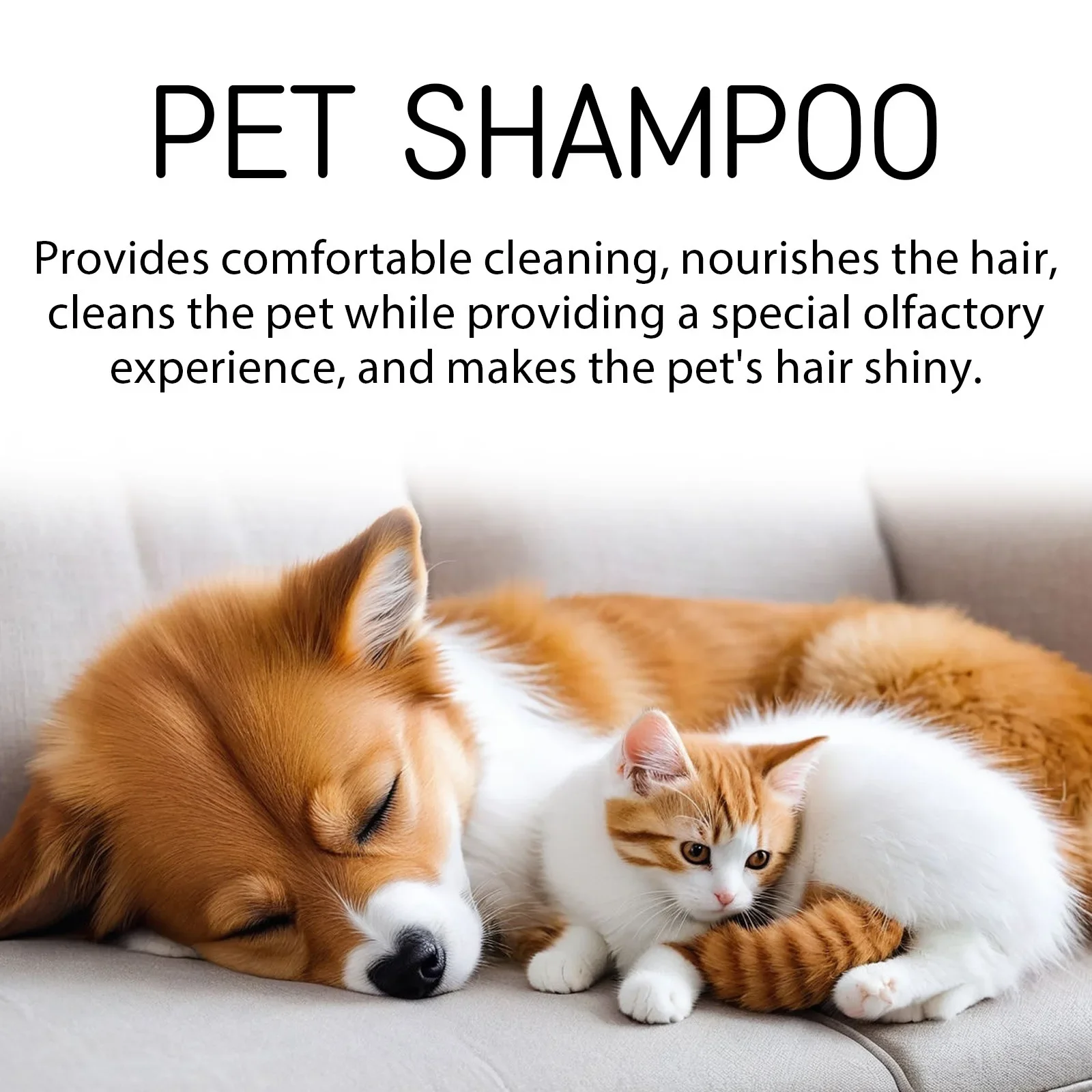 Pet Shampoo Cats and Dogs Gentle Cleansing Natural Formula Smooth Non Tangling Fur Fragrance Moisturizing Pet Grooming Supplies