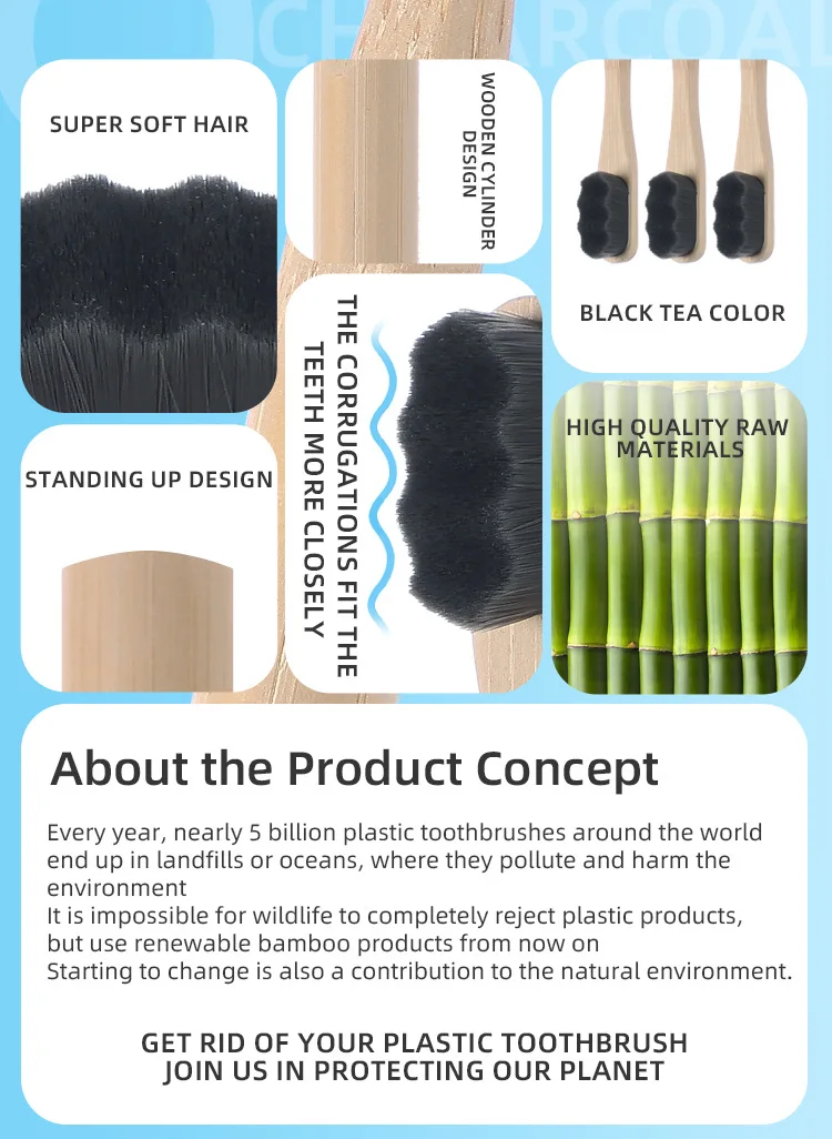 1PC/4PCS Bamboo Toothbrush for Adult,Biodegradable Toothbrush Soft Bristles,10000 Soft Natural Bristle Toothbrush Oral Hygiene
