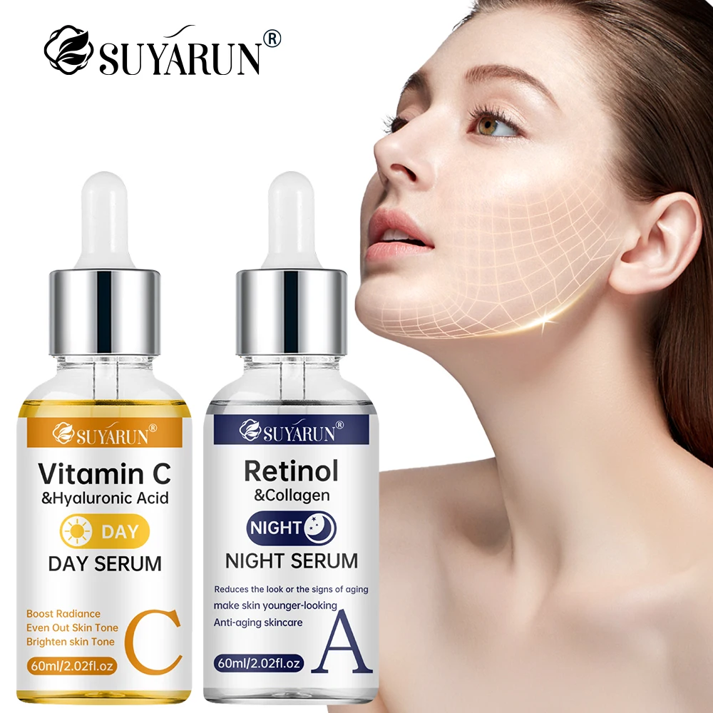 SUYARUN Day Vitamin C Night Retinol Serum - Brightening & Anti-Aging | 2-in-1 Formula for Skin Repair | All Skin Types.