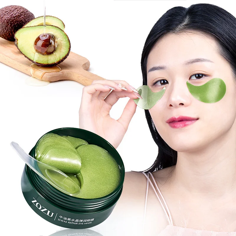 60Pcs Avocado Collagen Mask Natural Moisturizing Gel Eye Patches Smooth Repairing Eye Skin Care Korea Hydration Eye Masks