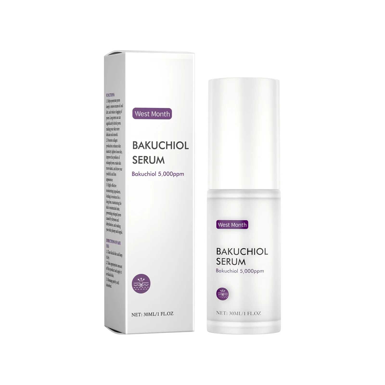 West Month Bakuchiol Serum Pore Remover Anti Sagging Smooth Skin Firming Deep Hydration Refreshing Hyaluronic Acid Face Serum