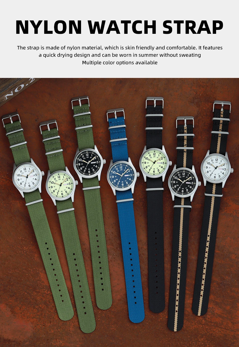 TPW 2026 Luminous 38mm Women's Field Watch Easy Read Fabric Strap 24hr Display Date Day Function Quartz Movement