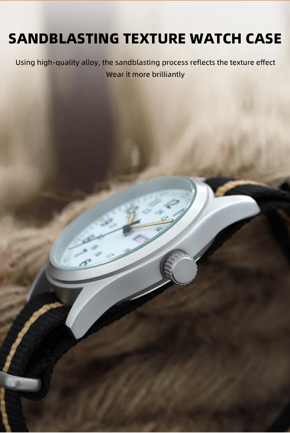 TPW 2026 Luminous 38mm Women's Field Watch Easy Read Fabric Strap 24hr Display Date Day Function Quartz Movement